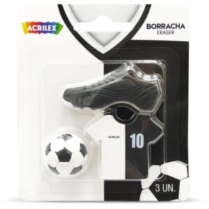 Borracha Decorada Futebol Preto/Branco - Imagem 1