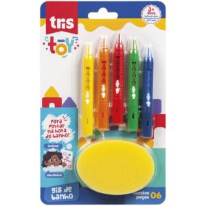 Giz de Cera Jumbo Tris Toy P/Banho Apag.c/Esponj - Imagem 1