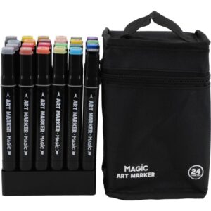 Marcador Artistico Art Marker 24 Cores C/Bolsa - Imagem 1