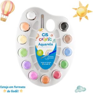 Aquarela Escolar Cis Criatic 12 Cores + Pincel - Imagem 1