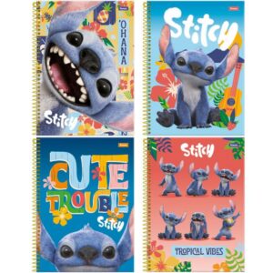 Caderno 10X1 Capa Dura Stitch Movie 160FLS. - Imagem 1