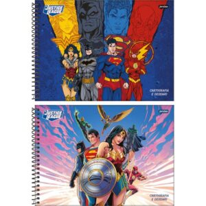 Caderno Desenho Univ Capa Dura Liga da Justica 80FLS. - Imagem 1