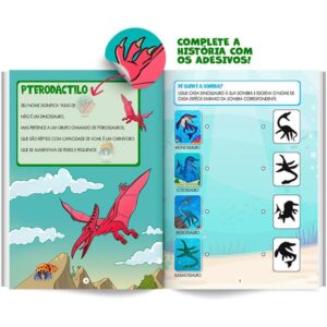 Livro com Adesivos Completando a Cena Dinossauros - Imagem 4