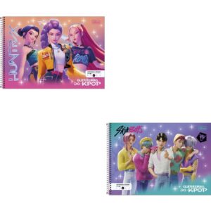 Caderno Desenho Univ Capa Dura Guerreiras do K-Pop 80FLS. - Imagem 1