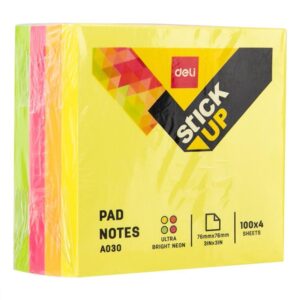 Bloco de Recado Autoadesivo 76X76MM Fluorescente 4X100FLS - Imagem 2