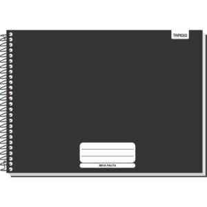 Caderno Desenho Univ Capa Dura Meia Pauta Preto Liso 96FLS. - Imagem 1
