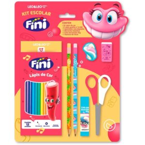 Kit Escolar Fini 12 Lapis de Cor + 6 Pecas - Imagem 1
