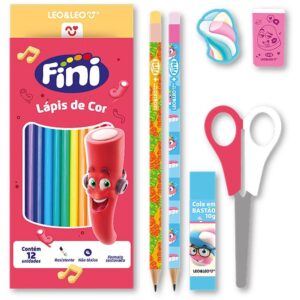 Kit Escolar Fini 12 Lapis de Cor + 6 Pecas - Imagem 2