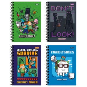 Caderno Espiral 1/4 Capa Dura Minecraft 80FLS. - Imagem 1