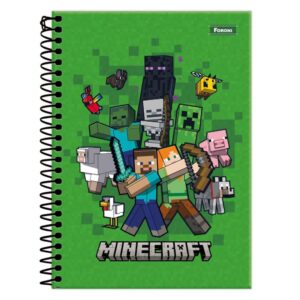 Caderno Espiral 1/4 Capa Dura Minecraft 80FLS. - Imagem 2