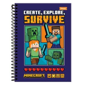 Caderno Espiral 1/4 Capa Dura Minecraft 80FLS. - Imagem 4