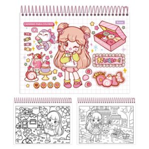 Caderno Desenho Univ Capa Dura Doll para Colorir 24FLS. - Imagem 1