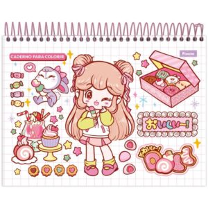 Caderno Desenho Univ Capa Dura Doll para Colorir 24FLS. - Imagem 2