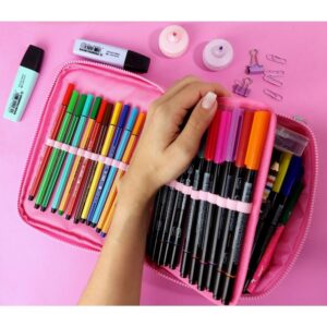 Estojo Box Tecido Rosa C/Divisorias - Imagem 4