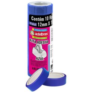 Fita Adesiva Polisil 12MMX10M. Azul - Imagem 1