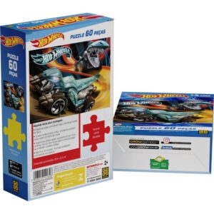 Quebra-Cabeca Cartonado Hot Wheels 60 Pecas - Imagem 3