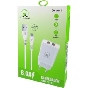 Carregador Celular de Parede 2X1 Cabo Type C+usb 6A 1M C/Ca - Imagem 2