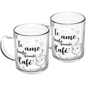 Caneca de Vidro Te Amo Tanto Quanto Cafe 220ML - Imagem 1