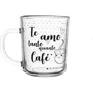 Caneca de Vidro Te Amo Tanto Quanto Cafe 220ML - Imagem 2