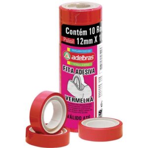 Fita Adesiva Polisil 12MMX10M. Vermelho - Imagem 1