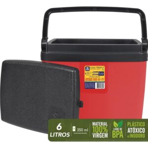 Caixa Termica 6L C/Alca Vermelho/Preta - Imagem 6