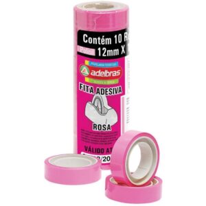 Fita Adesiva Polisil 12MMX10M.ROSA - Imagem 1