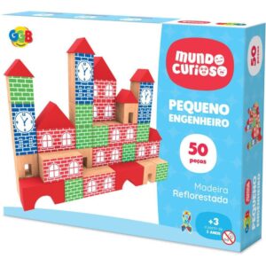 Brinquedo Pedagogico Madeira Pequeno Engenheiro 50 Pecas - Imagem 1