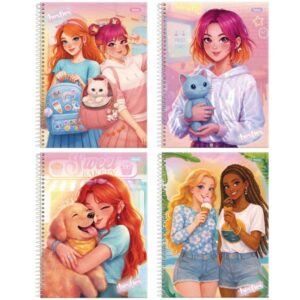 Caderno 10X1 Capa Dura Besties 160FLS. - Imagem 1