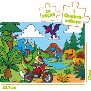 Quebra-Cabeca Madeira Dinossauros 24PCS C/4 Livros - Imagem 2