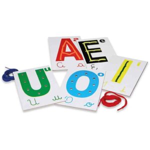 Brinquedo Pedagogico Madeira Alinhavos Vogais 5PCS - Imagem 1