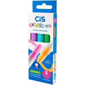 Tinta Guache Cis Duo Bastao 2PONT/6COR Neon - Imagem 1