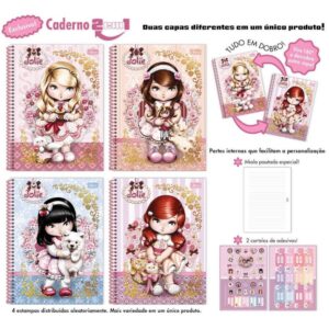Caderno 01X1 Capa Dura Jolie 80FLS 2 em 1 - Imagem 1
