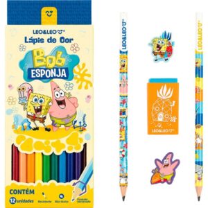 Kit Escolar Bob Esponja 12 Lapis de COR+5P - Imagem 2