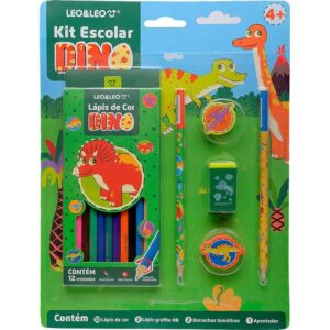 Kit Escolar Dino 12 Lapis de Cor + 5 Peças - Imagem 1