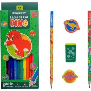 Kit Escolar Dino 12 Lapis de Cor + 5 Peças - Imagem 2