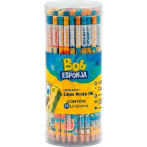 Lapis Preto Redondo Decorado Bob Esponja Hb C/Borracha 4MOD - Imagem 1