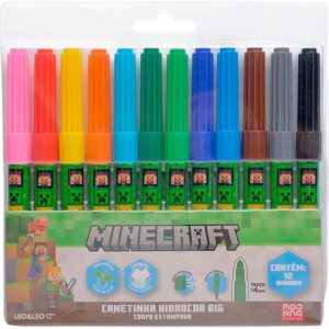 Caneta Hidrografica Jumbo Minecraft 12 Cores - Imagem 1