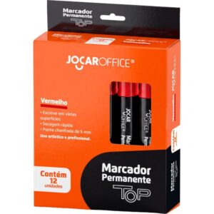 Pincel Marcador Permanente Jocar Chanfrado Top Vermelho - Imagem 1