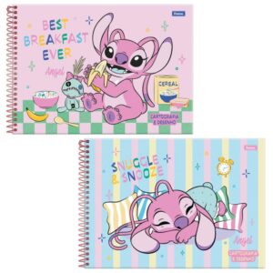 Caderno Desenho Univ Capa Dura Stitch Angel 80FLS - Imagem 1