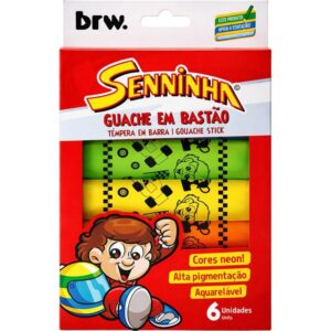 Tinta Guache Senninha em Bastao 6 Cores - Imagem 1