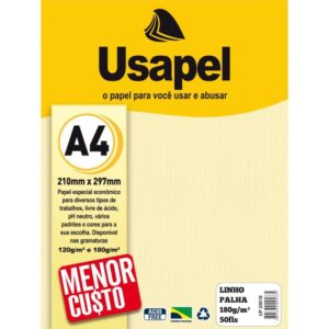Papel A4 Linho Usapel Palha 180G. - Imagem 1
