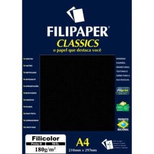 Papel A4 Color Filicolor Preto 180G. - Imagem 1