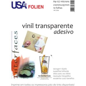 Papel Fotografico Inkjet A4 Vinil Adesivo Transparente - Imagem 1