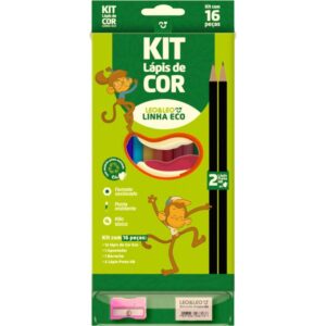 Lapis de Cor Sextavado Eco 12CORES C/Kit Escolar - Imagem 1