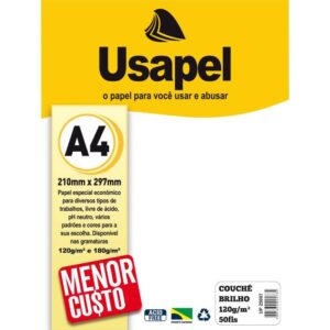 Papel A4 Couche Usapel Branco 120G. - Imagem 1
