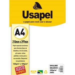 Papel Opaline A4 Usapel Branco 180G. - Imagem 1