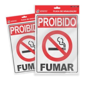 Placa de Sinalizacao Proibido Fumar 15X20CM. - Imagem 1