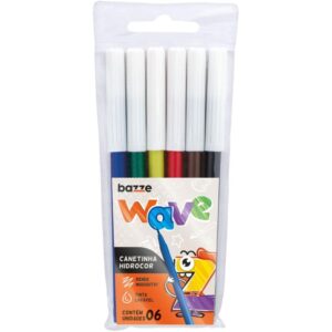 Caneta Hidrografica Bazze Wave 6 Cores - Imagem 1