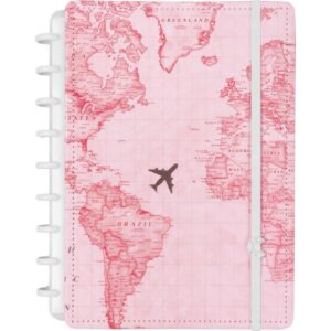 Caderno Inteligente Grande Mapa Mundi Rosa By Gocase 80FL - Imagem 1