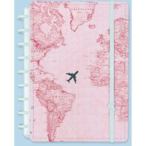 Caderno Inteligente Grande Mapa Mundi Rosa By Gocase 80FL - Imagem 3